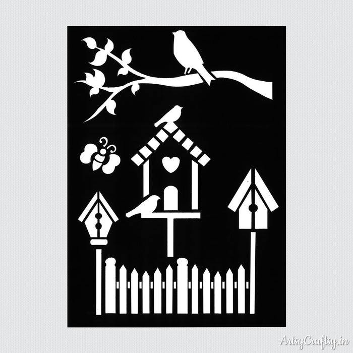 Bird House Garden Stencil