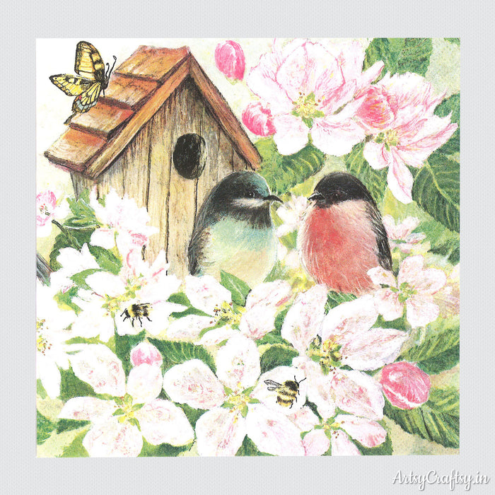Bird House in Garden Decoupage Tissue