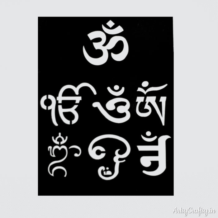Om in Different Scripts Sanskrit Stencil