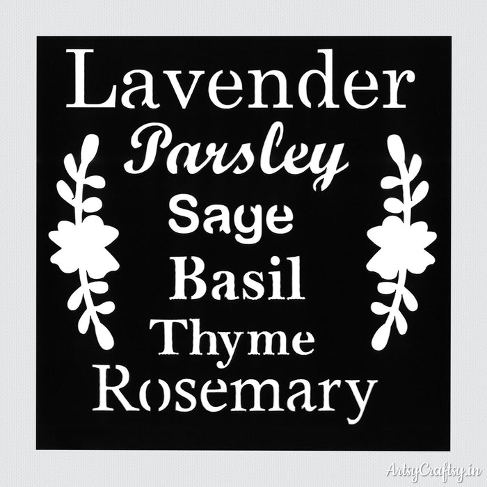 Lavender Parsley Sage Basil Thyme Rosemary Sentiments Stencil