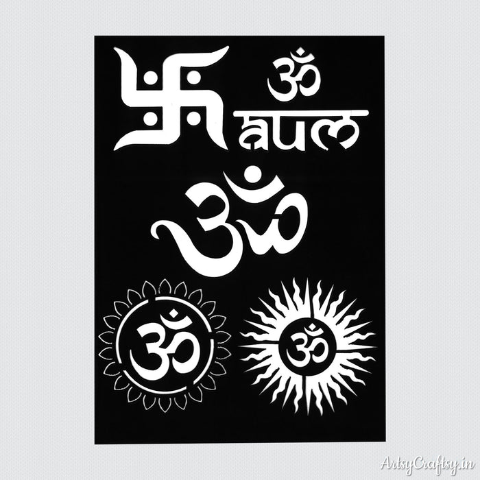 Swastik and Om aum Sanskrit Stencil