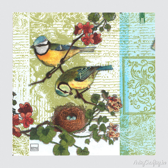 Bird Nest Design in Decoupage Tissue