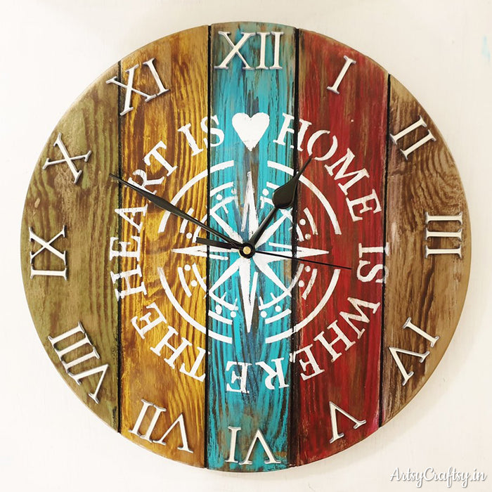 Home is Where The Heart is Handcrafted Clock
