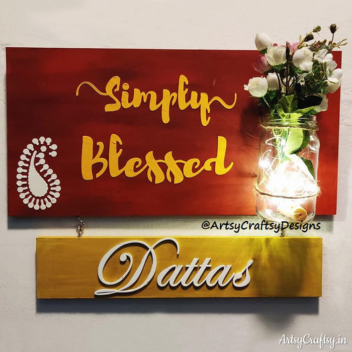 Simply Blessed with Jar Handcrafted Nameplate