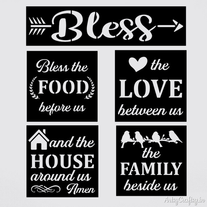 Bless the food, family, love Set of 5 Stencil | Stencils | Artsy Craftsy