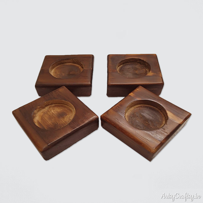 Wooden Candle holder(Pine wood set of 4)| Wood Products | Artsy Craftsy
